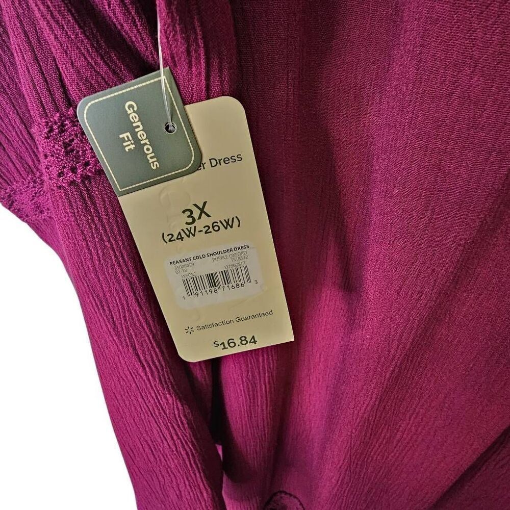 New Terra and Sky Dress Womens Size 3X 3/4 Bell Sleeve Cold Shoulder Scoop Neck - Picture 7 of 12